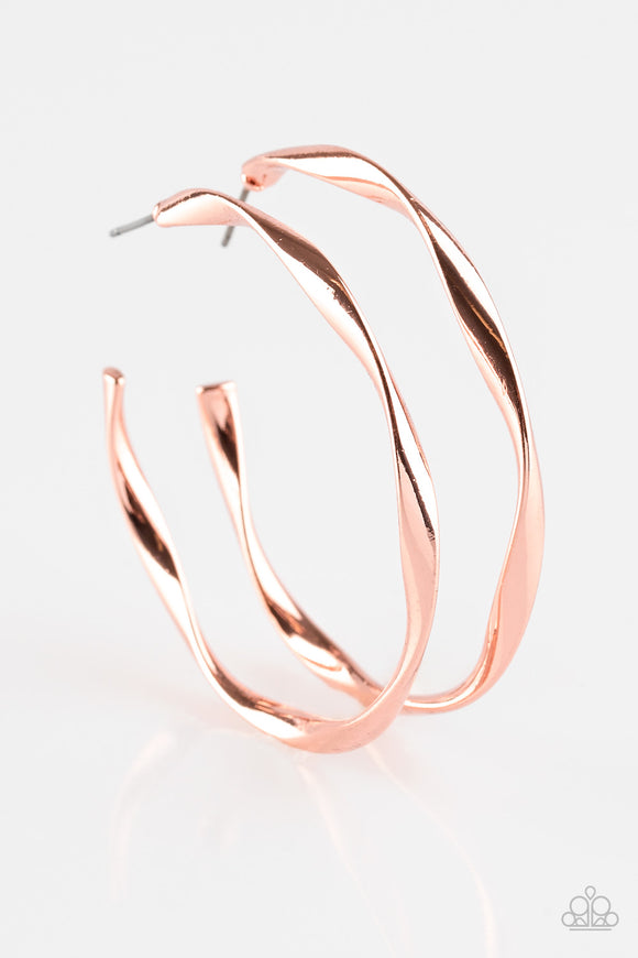 Paparazzi Jewelry Plot Twist - Copper Hoop Earrings - Pure Elegance by Kym