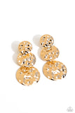 Paparazzi Jewelry Triple Threat Texture - Gold Earring - Pure Elegance by Kym