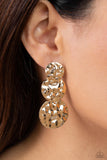 Paparazzi Jewelry Triple Threat Texture - Gold Earring - Pure Elegance by Kym