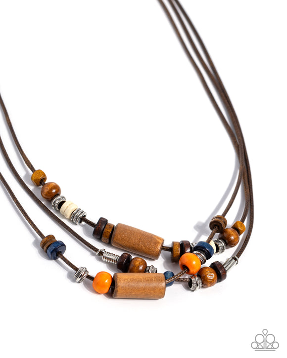 Paparazzi Jewelry Wish You WOOD - Orange Urban Necklace - Pure Elegance by Kym