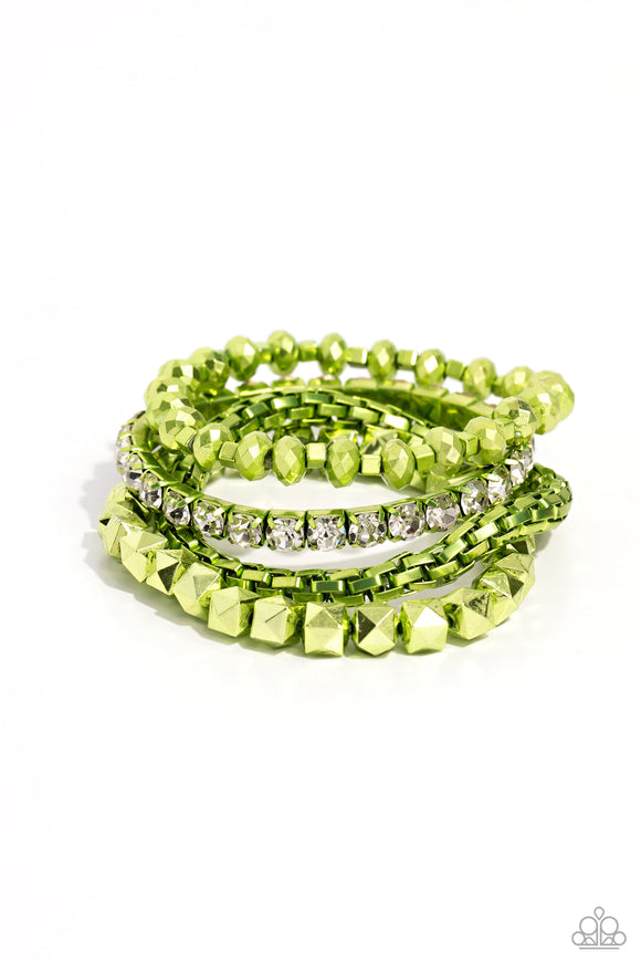 Paparazzi Jewelry Punk Pattern - Green Bracelet - Pure Elegance by Kym