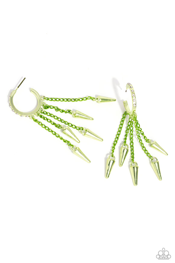 Paparazzi Jewelry Piquant Punk - Green Earrings - Pure Elegance by Kym