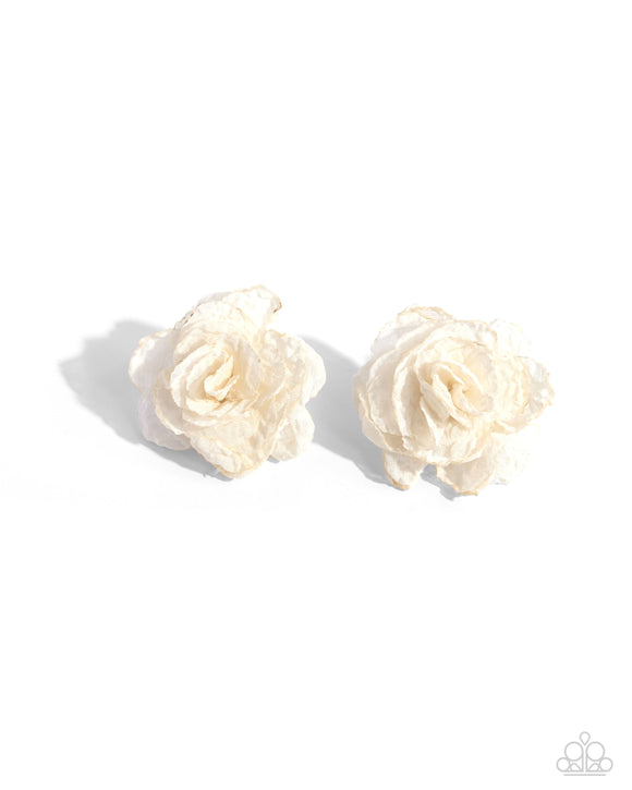 Paparazzi Jewelry Tulle Twist - White Earrings - Pure Elegance by Kym
