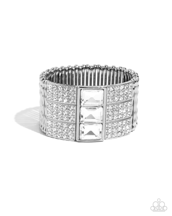 Paparazzi Jewelry Dramatic Diva - White Bracelet - Pure Elegance by Kym