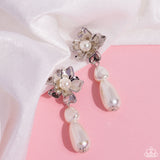 Paparazzi Jewelry Esteemed Elite - White Clip-On Earrings - Pure Elegance by Kym