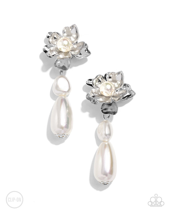 Paparazzi Jewelry Esteemed Elite - White Clip-On Earrings - Pure Elegance by Kym