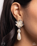 Paparazzi Jewelry Esteemed Elite - White Clip-On Earrings - Pure Elegance by Kym
