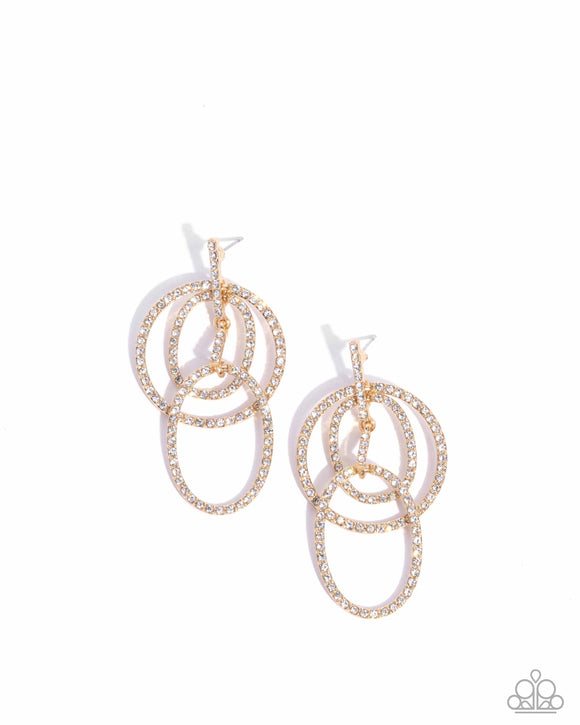 Paparazzi Jewelry Geometric Glitz - Gold Earring - Pure Elegance by Kym
