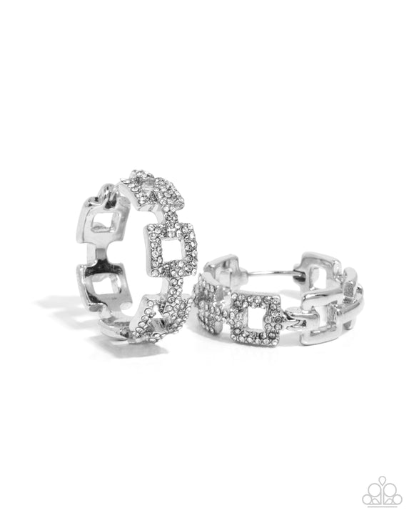 Paparazzi Jewelry Geometric Glimpse - White Earrings - Pure Elegance by Kym