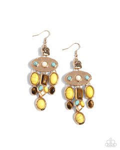 Paparazzi Jewelry Inspired Interval - Yellow Earrings - Pure Elegance by Kym