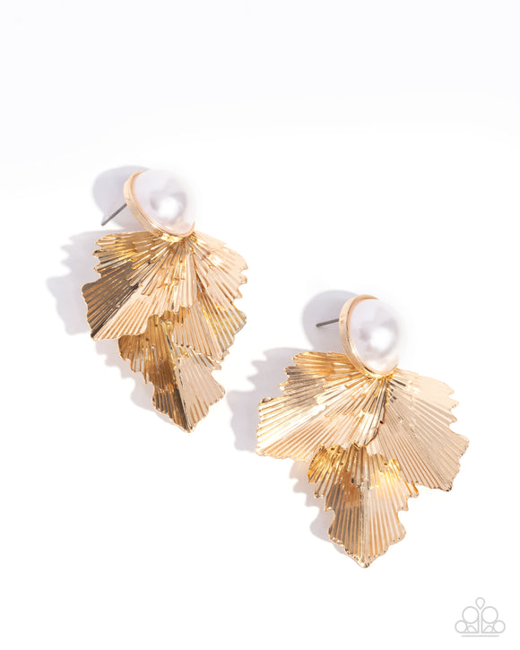Paparazzi Jewelry Mermaid Memorate - Gold Earrings - Pure Elegance by Kym