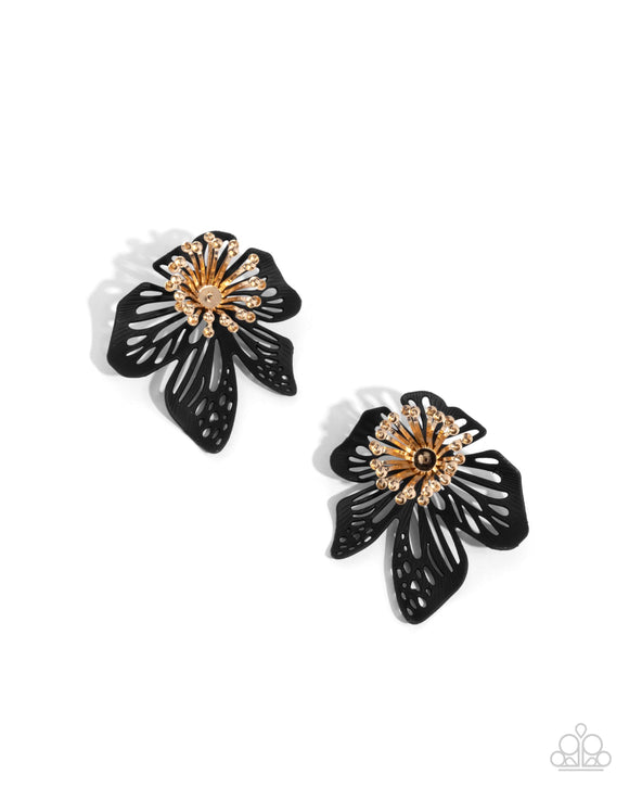 Paparazzi Jewelry Wonderland Wallflower - Black Earrings - Pure Elegance by Kym