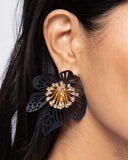 Paparazzi Jewelry Wonderland Wallflower - Black Earrings - Pure Elegance by Kym