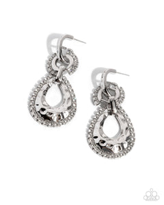 Paparazzi Jewelry Hammered Highway - White Earrings - Pure Elegance by Kym