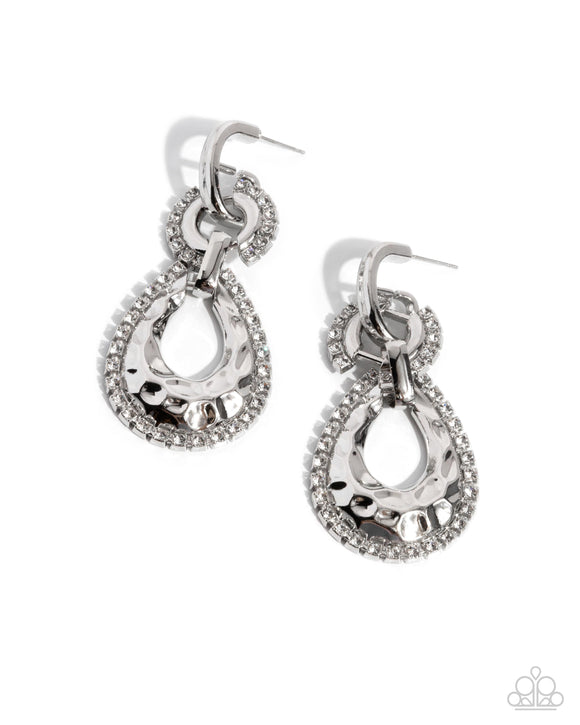 Paparazzi Jewelry Hammered Highway - White Earrings - Pure Elegance by Kym