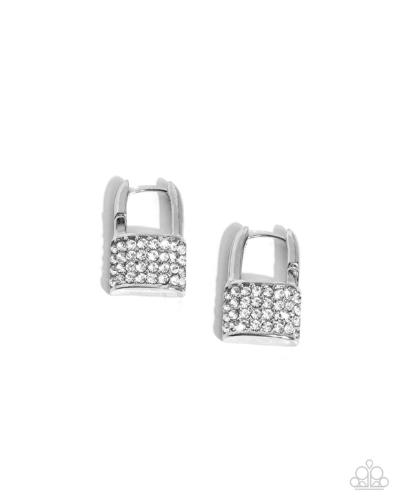 Paparazzi Jewelry Locked Luxury - White Earrings - Pure Elegance by Kym