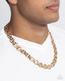 Paparazzi Jewelry Men's Complete Look - Gold Necklace & Bracelet Set - Pure Elegance by Kym