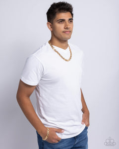 Paparazzi Jewelry Men's Complete Look - Gold Necklace & Bracelet Set - Pure Elegance by Kym