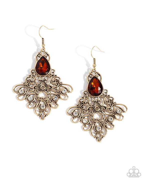 Paparazzi Jewelry Lattice Legacy - Brown Earrings - Pure Elegance by Kym