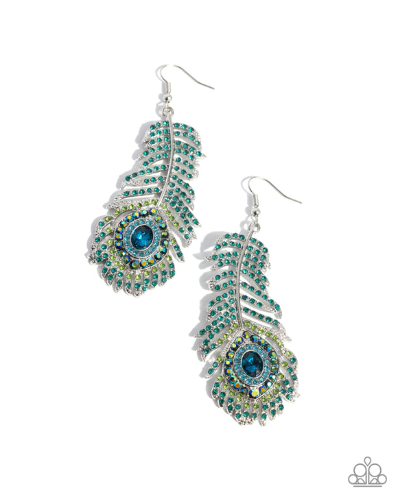Paparazzi Jewelry Prized Peacock - Green Earrings - Pure Elegance by Kym