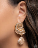 Paparazzi Jewelry Conch Calypso - Gold Earrings - Pure Elegance by Kym