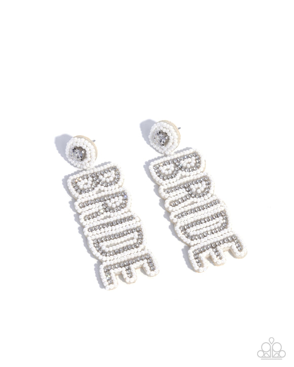 Paparazzi Jewelry Bridal Beading - White Earrings - Pure Elegance by Kym