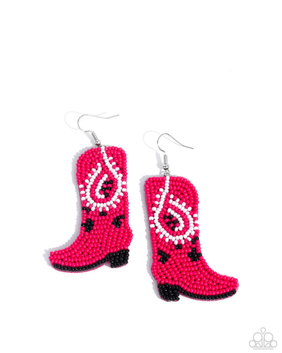 Paparazzi Jewelry Western Webbing - Pink Earrings - Pure Elegance by Kym