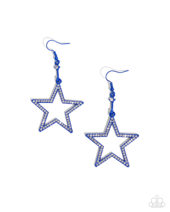 Paparazzi Jewelry Steady Stars - Blue Star Earrings - Pure Elegance by Kym