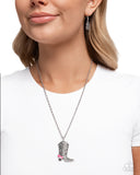 Paparazzi Jewelry Blazing Boot - Pink Necklace - Pure Elegance by Kym