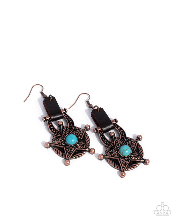 Paparazzi Jewelry Western Warden - Copper Earrings - Pure Elegance by Kym