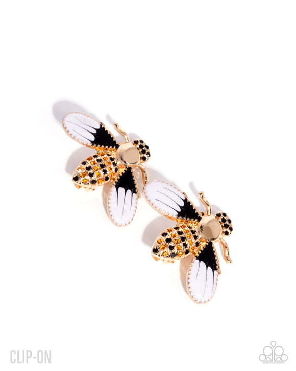 Paparazzi Jewelry Blissful Bee - Gold Clip-On Earrings - Pure Elegance by Kym