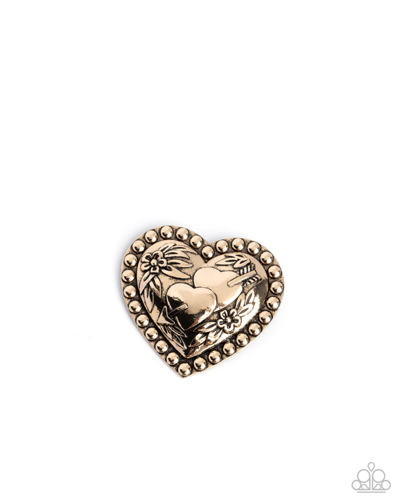 Paparazzi Jewelry A Breath of Fresh Romance - Gold Brooch - Pure Elegance by Kym