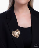 Paparazzi Jewelry A Breath of Fresh Romance - Gold Brooch - Pure Elegance by Kym