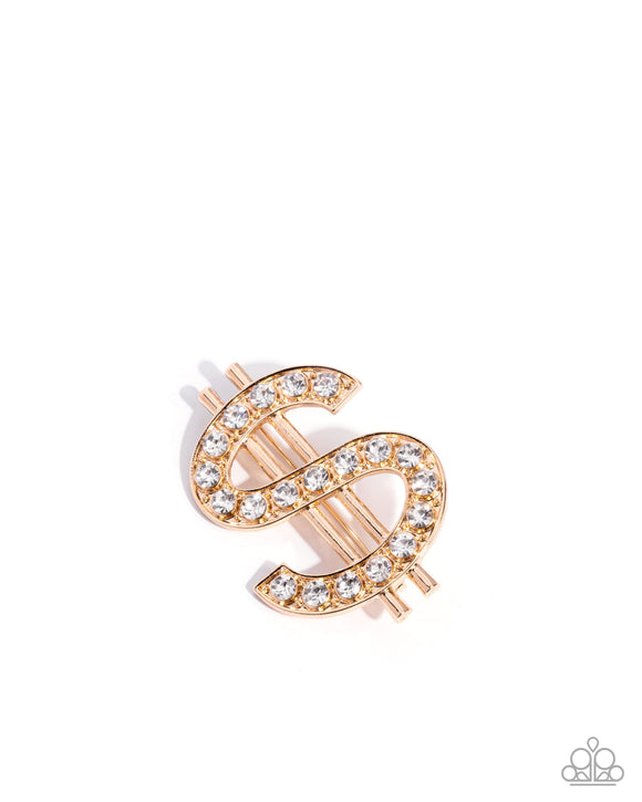Paparazzi Jewelry Raking in the Bling - Gold Brooch - Pure Elegance by Kym