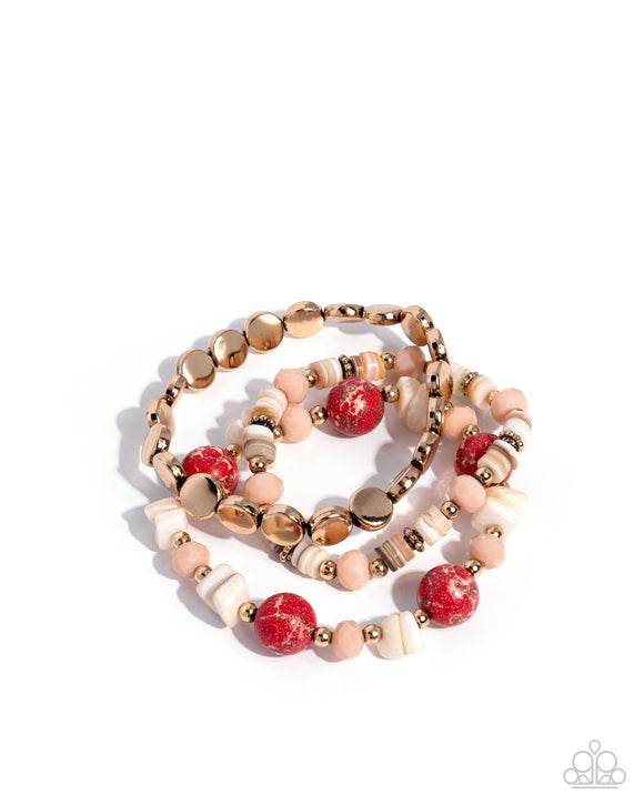Paparazzi Jewelry Earthy Entertainer - Red Bracelet - Pure Elegance by Kym
