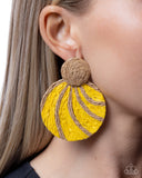 Paparazzi Jewelry Woven Waltz - Yellow Earring - Pure Elegance by Kym