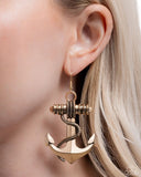 Paparazzi Jewelry Adorable Anchor - Gold Earrings - Pure Elegance by Kym