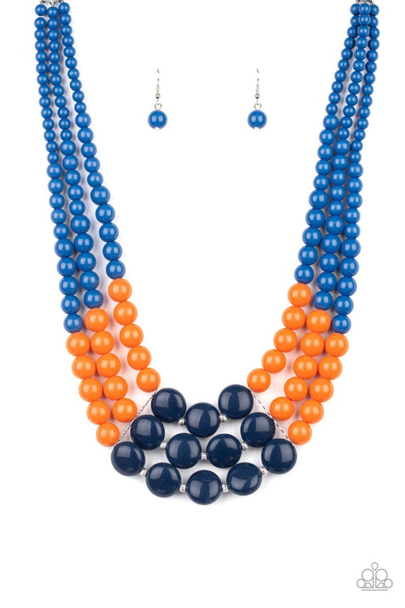 Paparazzi Jewelry Beach Bauble - Blue and Orange Necklace - Pure Elegance by Kym
