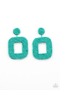 Paparazzi Jewelry Beaded Bella - Blue Post Earring - Pure Elegance by Kym