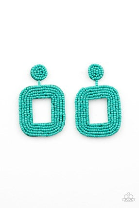 Paparazzi Jewelry Beaded Bella - Blue Post Earring - Pure Elegance by Kym