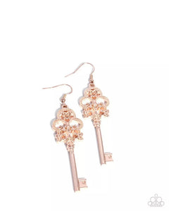 Paparazzi Jewelry Chateau' Chic - Rose Gold Earrings - Pure Elegance by Kym