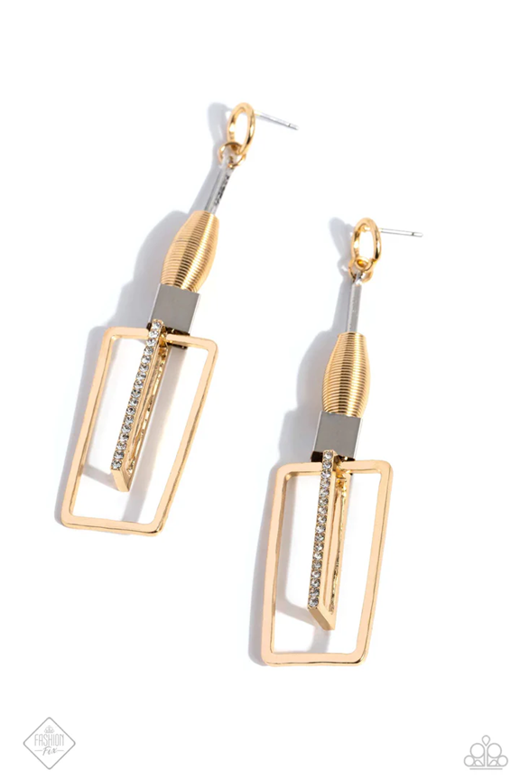 Paparazzi Jewelry Clear the SQUARE - Gold Earrings - Pure Elegance by Kym