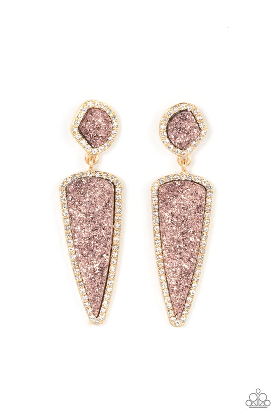 Paparazzi Jewelry Druzy Desire - Gold Earrings - Pure Elegance by Kym