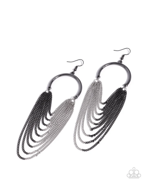 Paparazzi Jewelry Focused Fringe - Black Earring