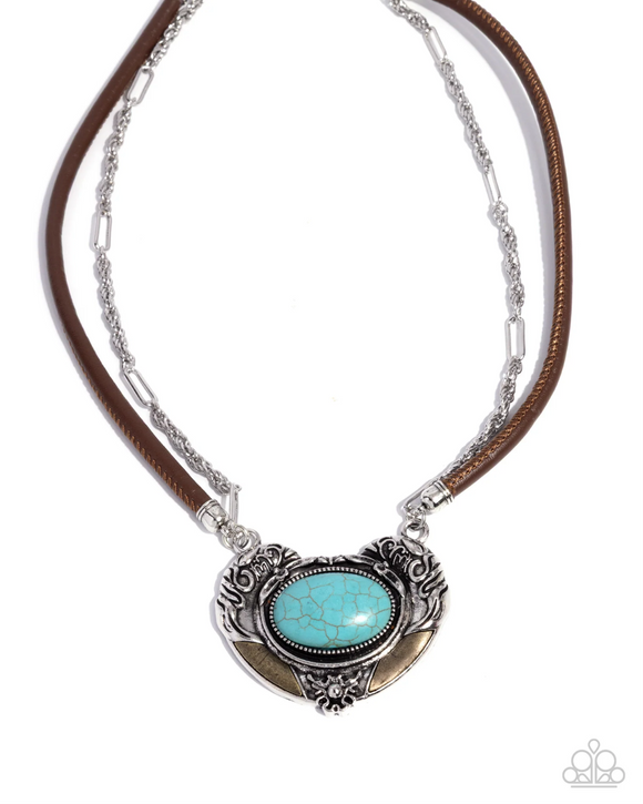 Paparazzi Jewelry Grounded Gesture - Blue Necklace - Pure Elegance by Kym