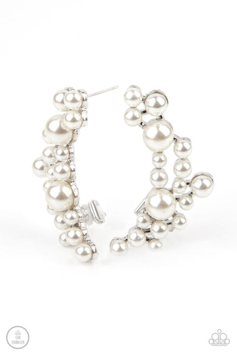 Paparazzi Jewelry Metro Makeover - White Crawler Earring - Pure Elegance by Kym