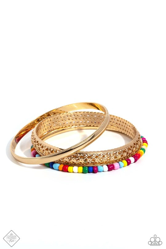 Paparazzi Jewelry Multicolored Medley - Gold Bracelet - Pure Elegance by Kym