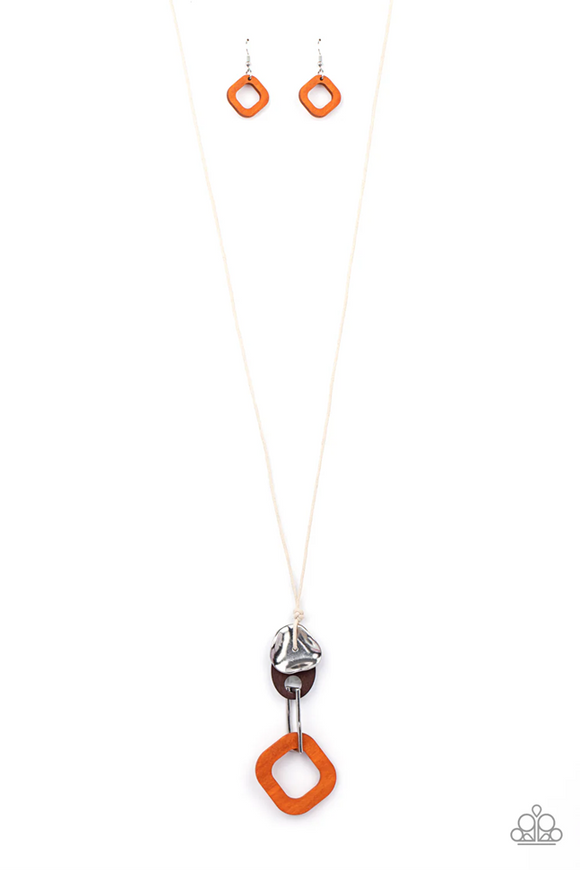 Paparazzi Jewelry Top Of The WOOD Chain -Orange Necklace - Pure Elegance by Kym