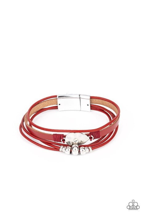 Paparazzi Jewelry Tahoe Tourist - Red Bracelet - Pure Elegance by Kym