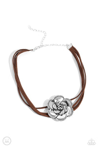 Paparazzi Jewelry Textured Tapestry - Brown Choker Necklace - Pure Elegance by Kym